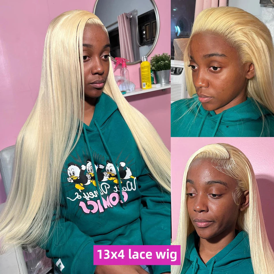 613 Blonde Straight 13x4 & 13x6 HD Lace Frontal Wig – Pre-Plucked 200%, 30–38 Inch