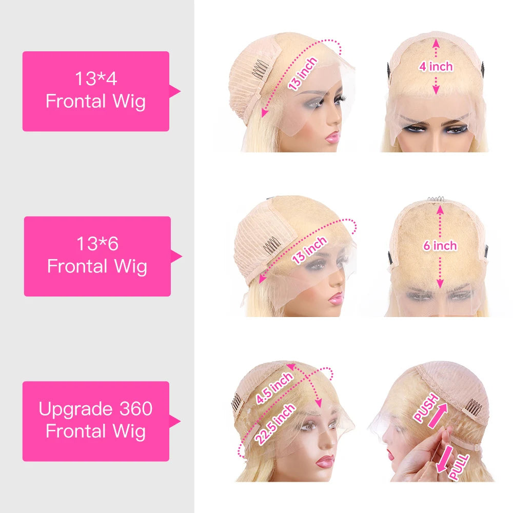 613 Blonde Straight Invisible Strap 360 Lace Frontal Wig – 13x6 HD & 13x4 Pre-Plucked