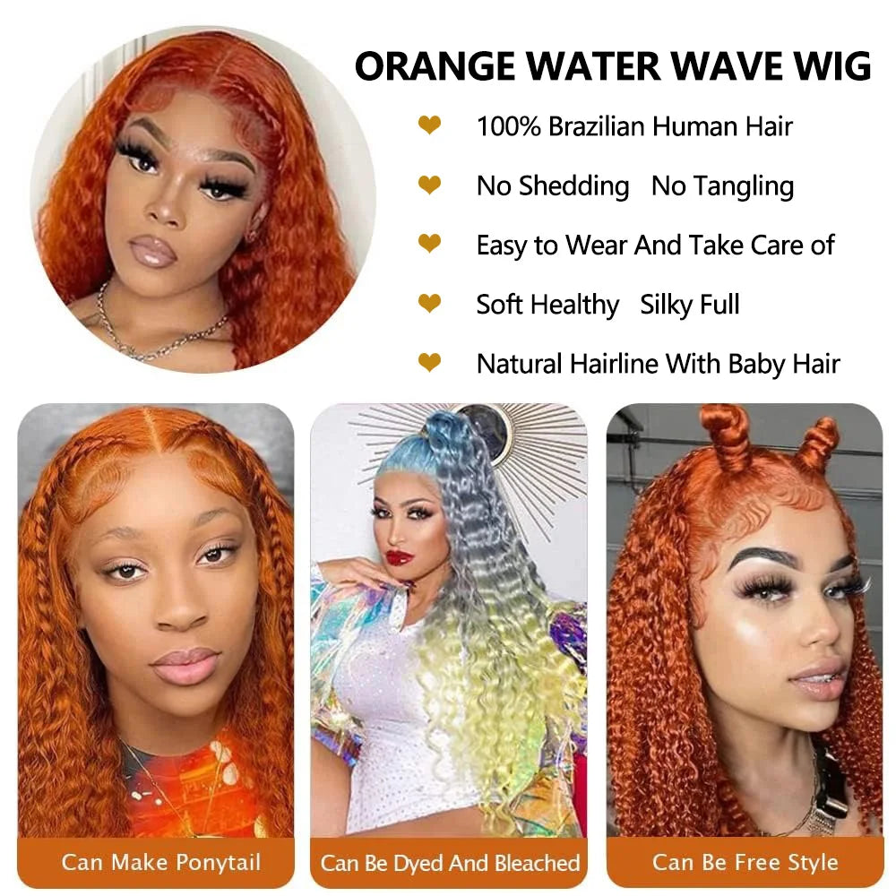 99J Red Burgundy Water Wave Curly 13x6 HD Lace Frontal Wig – 200% Density