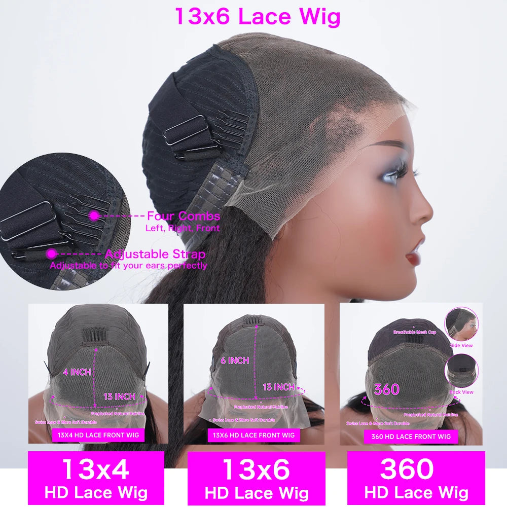 Bone Straight Lace Front Wig – 13x4 & 13x6 HD Transparent, Wear-On-and-Go 30–42 Inch