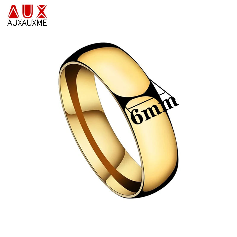 Auxauxme Shining Zirconic Lover's Engagement Rings Stainless Steel Engrave Name Date Wedding Band Ring Couple Women Men