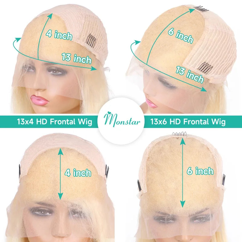 613 Blonde Straight Bob Wig – 13x4 & 13x6 HD Lace Frontal, 220% Density