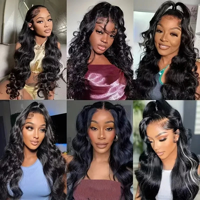 Natural Black Body Wave 13x4 Lace Frontal Wig – HD Transparent Pre-Plucked, 180% Density