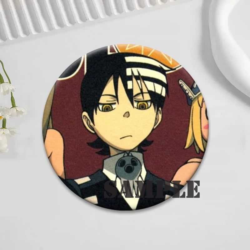 Soul Eater Brooches Anime Figure Lapel Pins Maka Albarn Death The Kid Cartoon Badge for Backpack Accessories Clothes Decoration