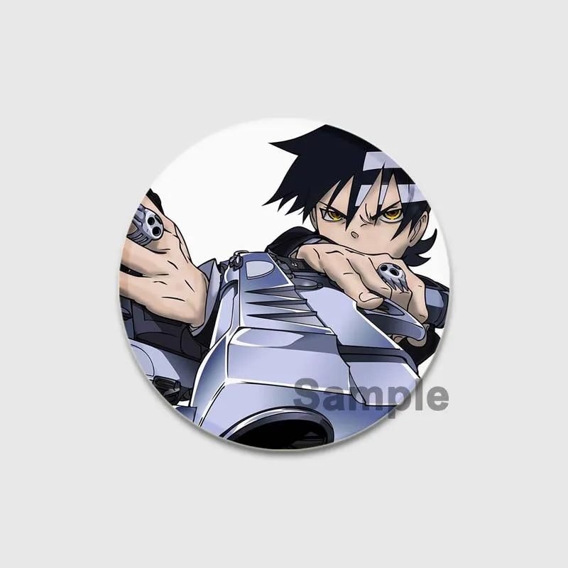 58MM Anime Soul Eater Pins Tinplate Brooch Figure Badge Handmade Brooches for Backpack Clothes Decoration Fashion Jewelry Gifts