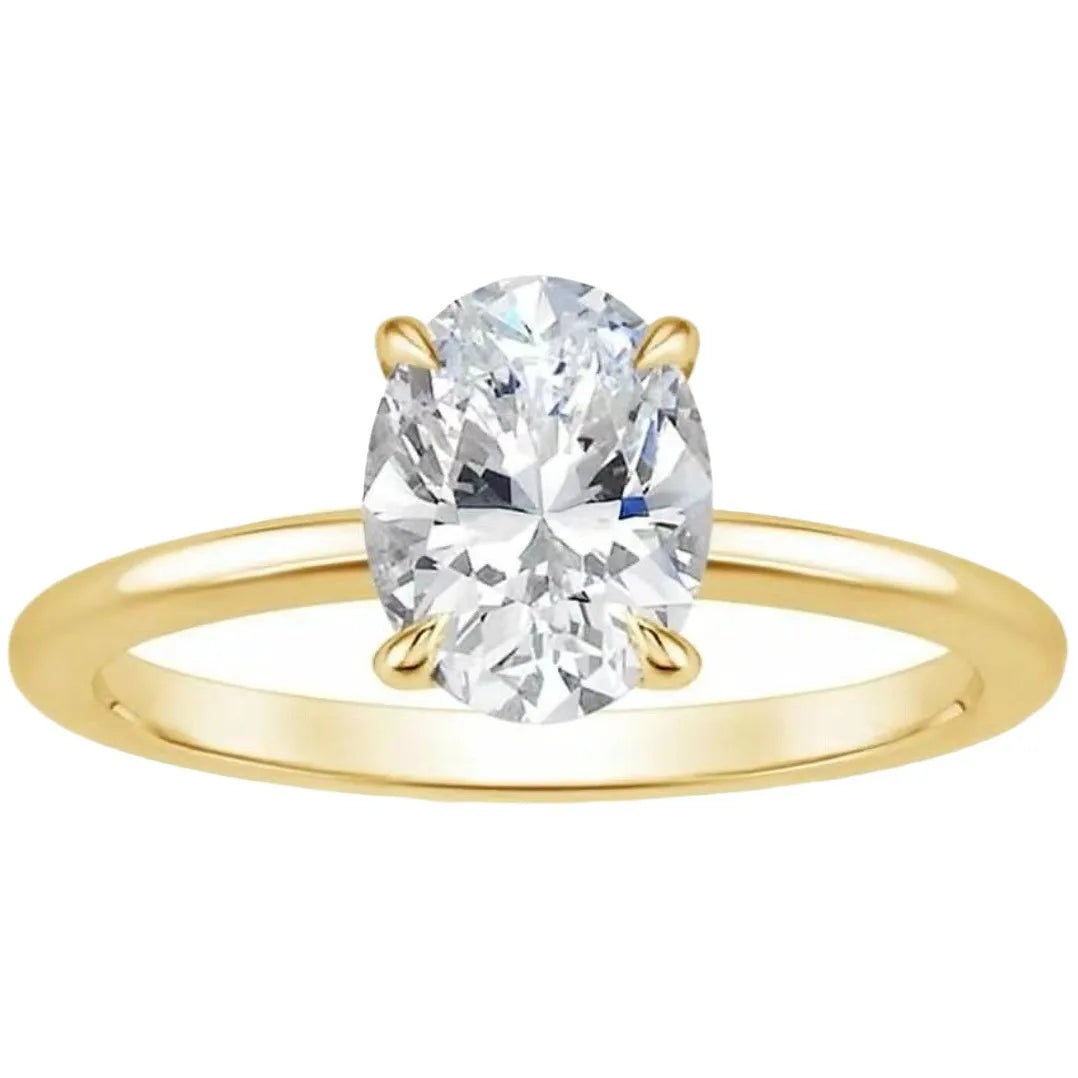 New Hot Selling Gold Plated Rings For Women Oval Cubic Zirconia Jewelry Wedding Engagement Ring Wholesale Size 5-10