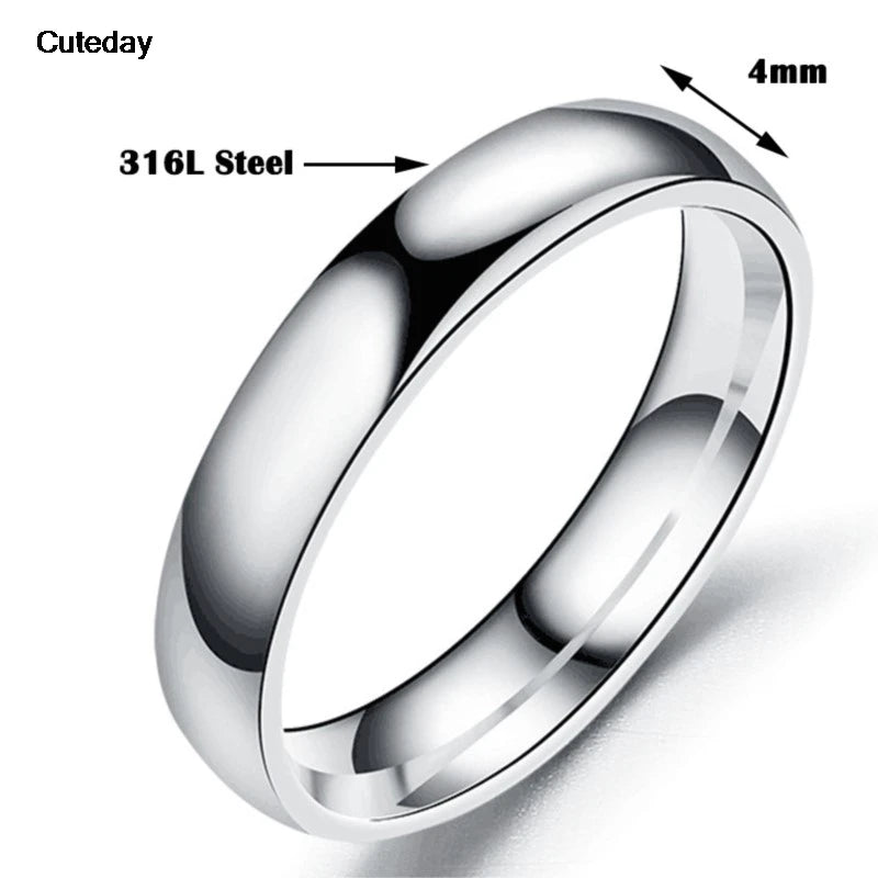 Simple 6/4mm Titanium Ring Women Men Prevent Allergy High Polished Wedding Rings Stainless Steel Couple Finger Jewelry Gifts
