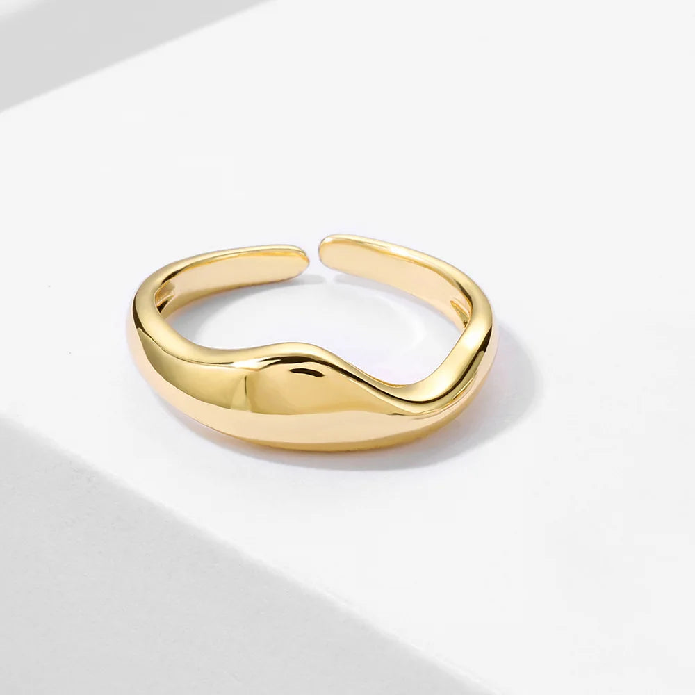 Gold Silver Plated Geometric Arc Smooth Rings for Women Big Large Bold Open Finger Ring Chunky Jewelry New Hot