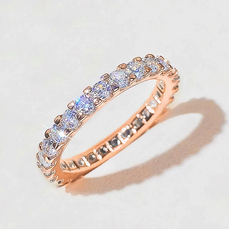 Huitan New Trendy Thin Finger Rings Silver Color Band with Shiny Cubic Zirconia Simple Stylish Daily Wear Accessories for Women
