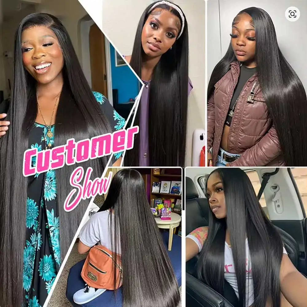 Bone Straight Glueless HD Lace Frontal Wig – 13x4 & 13x6 Transparent Lace, 40–42 Inch