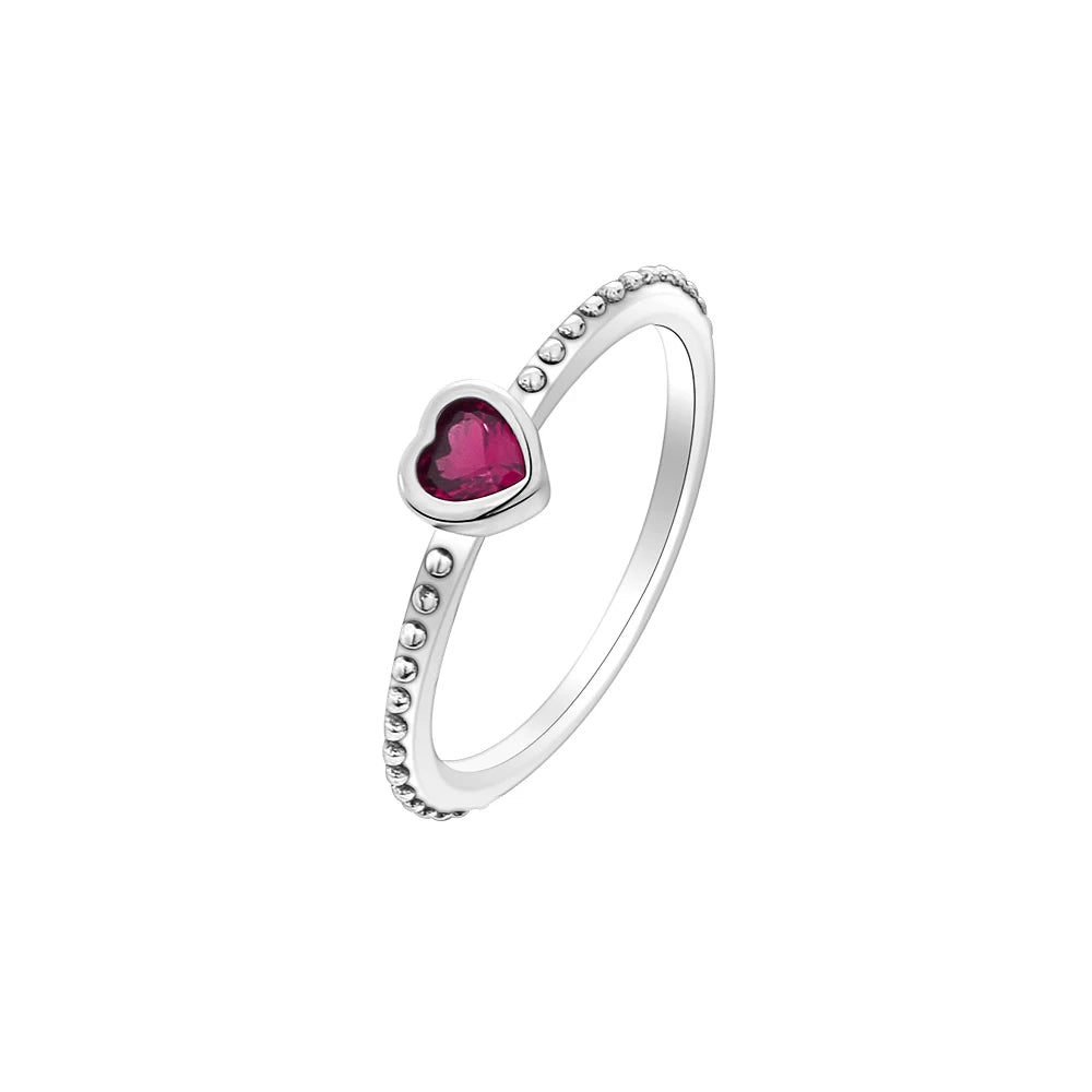 925 Silver Women Jewerly Accessories Ring Size 6 7 8 9 Pink Heart CZ Stone Red Black Rings DIY Birthday Gift Party