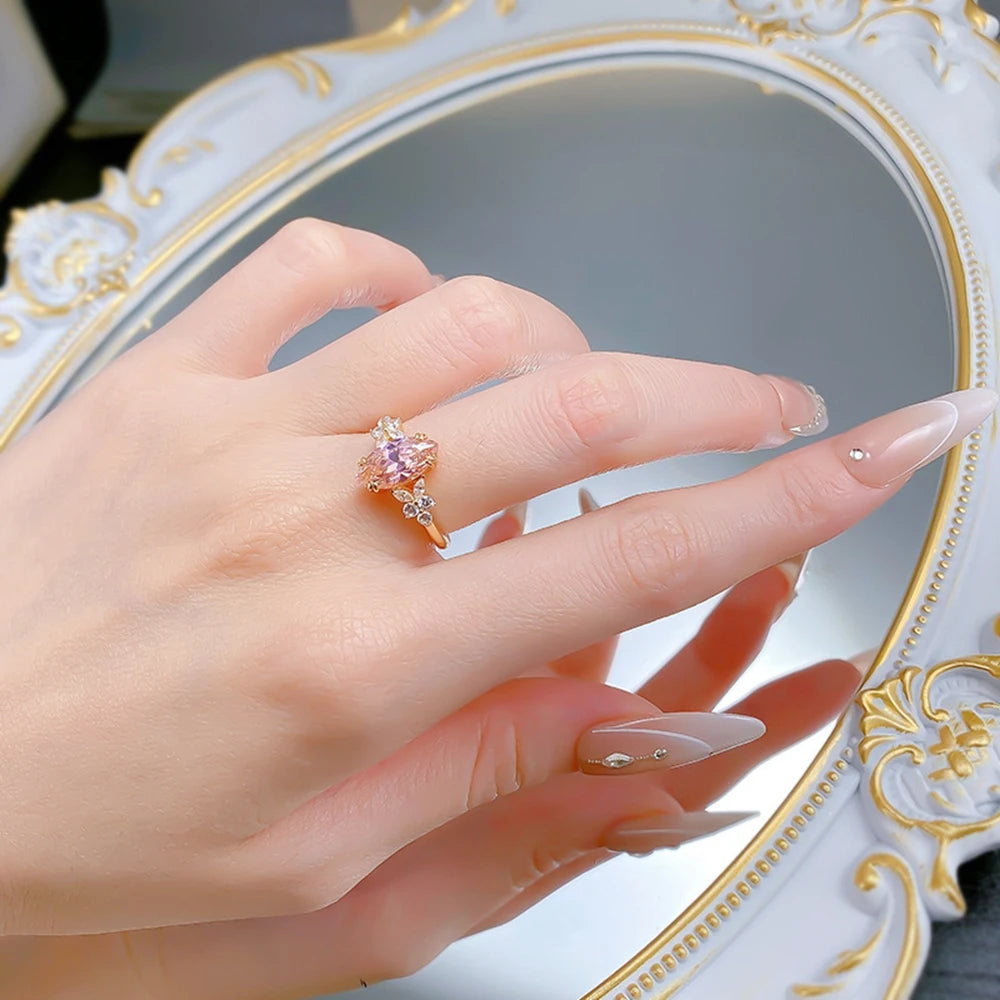 Wong Rain 925 Sterling Silver Marquise Cut 6*12 MM Padparadscha Gemstone Engagement Ring for Women Fine Jewelry Wedding Gifts
