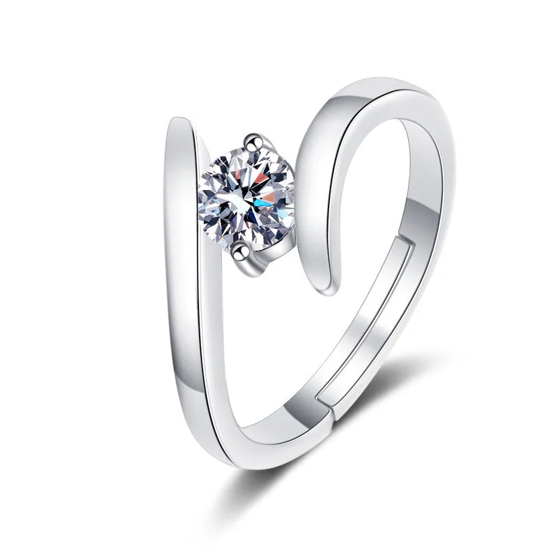 925 Sterling Silver Zircon Adjustable Engagement Rings For Women Wedding Elegant Jewelry Ladies Accessories Gifts R058