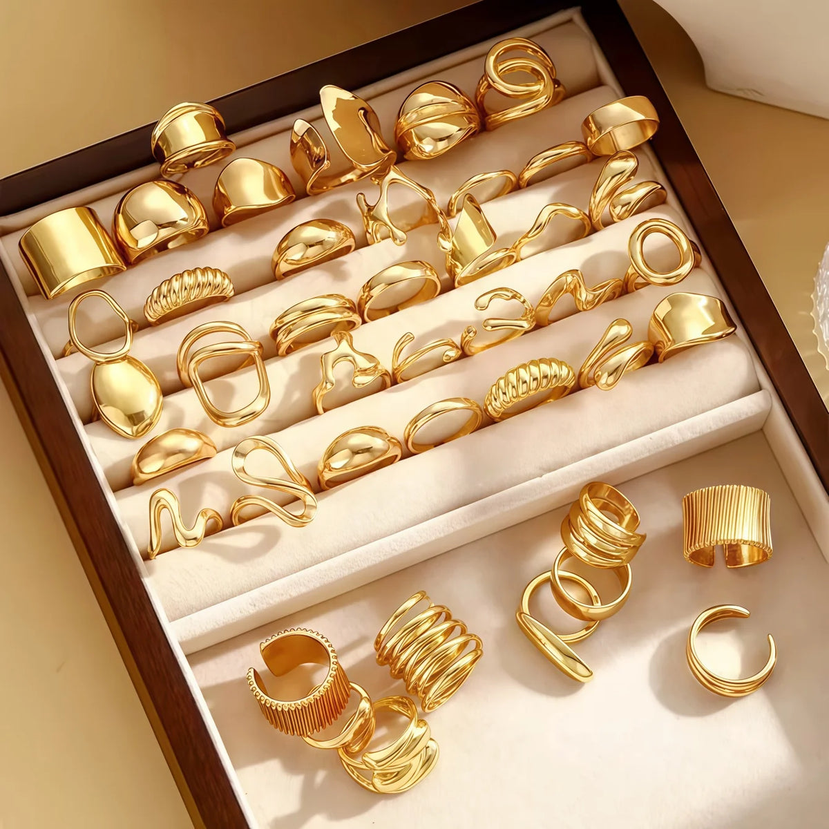 10/15/20/30Pieces Fashion Geometry Irregular Open Rings Set For Women Mix Style Simple Trendy Jewelry Party Gifts