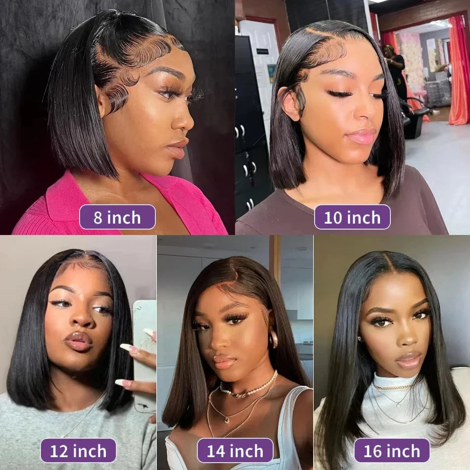 Bone Straight Short Bob Wig – 13x4 & 13x6 Glueless, 4x4 & 5x5 Lace Closure