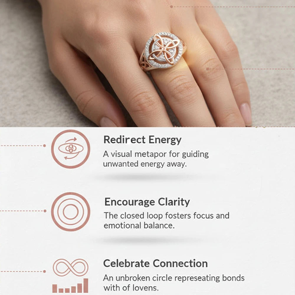 Original Bicolor Witches Knot Rings Silver Plated with Full Zircon Inlay Witchcraft Protection Knot Ring Jewelry Gifts for Women