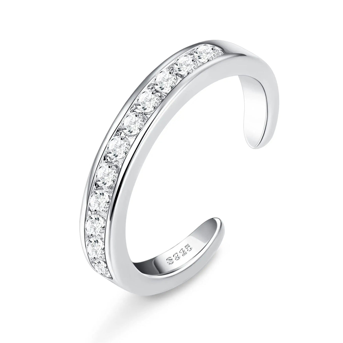 Fansilver S925 Sterling Silver Toe Rings for Women Adjustable White Gold Plated Flower Cz Snake Twist Opal Band Rings Jewelry