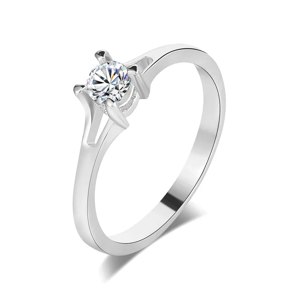 Classic Wedding Rings For Women Forever Simple Six Claws Zirconia Fashion Solitaire Engagement Marriage Gift Ring Jewelry KCR033