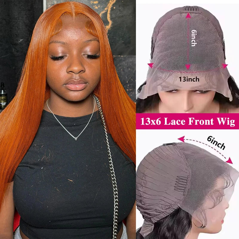 Straight Ginger Orange HD Lace Frontal Wig – #350 Long Lengths