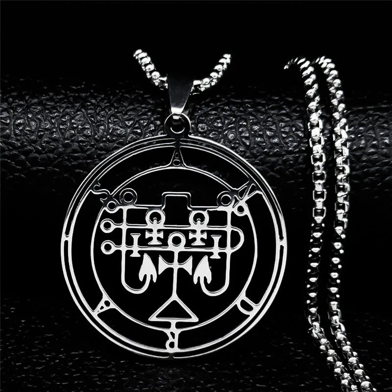 Stainless Steel Demon Seal Necklace Men/Women Silver Color Satan LILITH Necklaces & Pendants Jewery colares feminino N1331S03