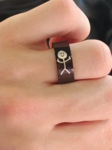 Simple Trend Funny Finger Stickman Ring Hip Hop Doodle Rings For Man Couple Party New Gifts Jewelry