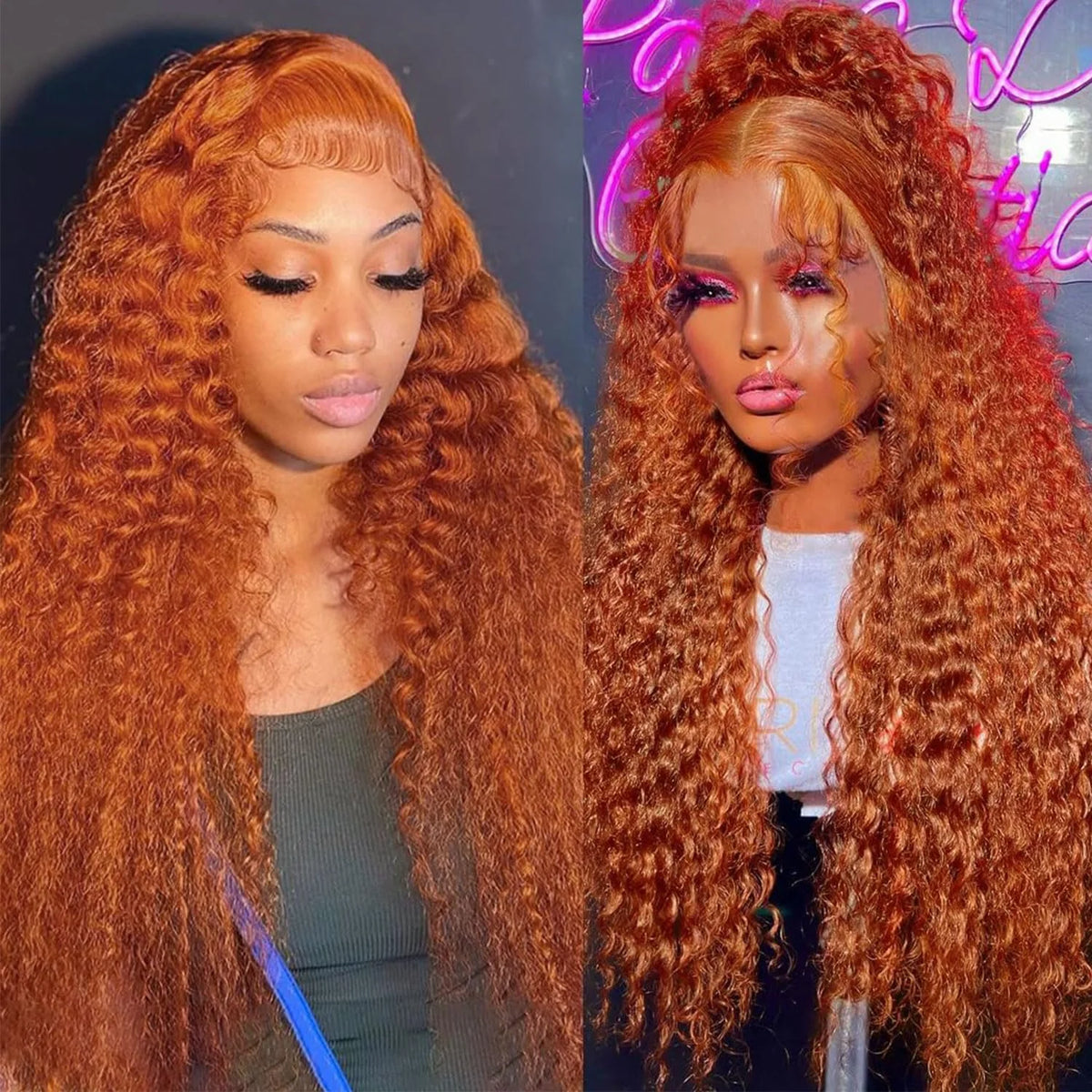 Orange Ginger 13x6 HD Lace Frontal Deep Wave Curly Wig – 30 Inch, 220% Density