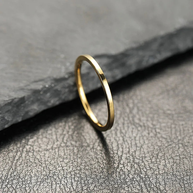 2mm Super Fine Stainless Steel Rings Fashion Flat Inside Spherical Titanium Ring Jewelry Accessories