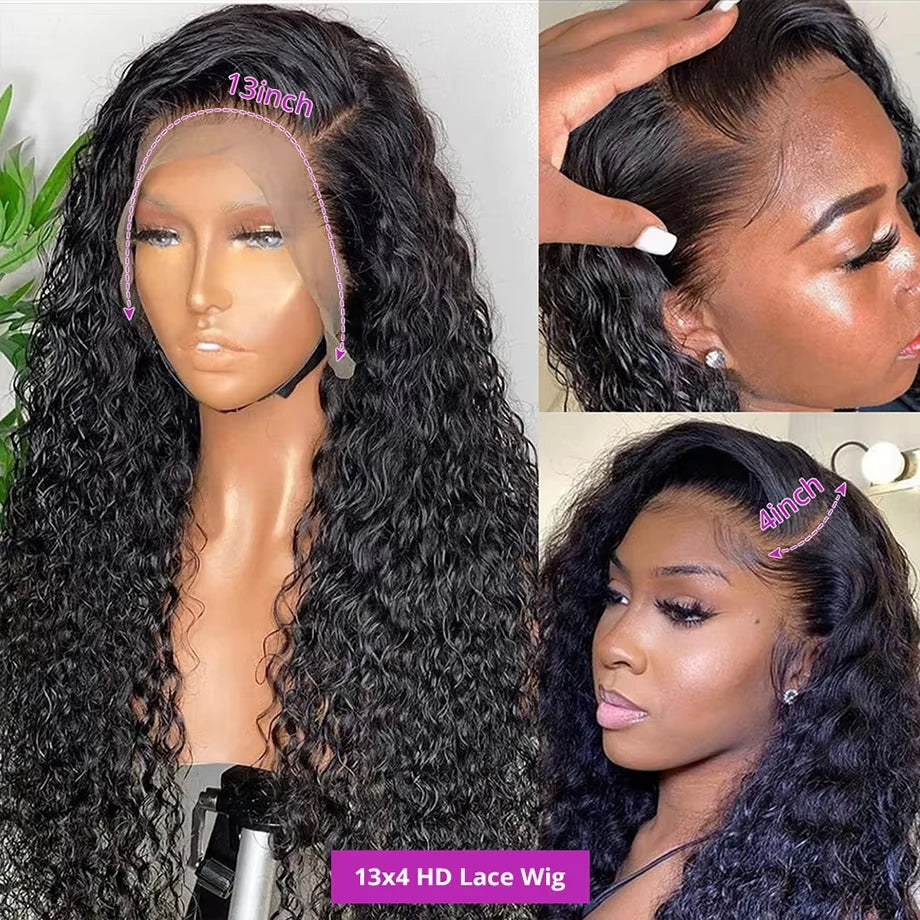 Water Wave Curly HD Lace Frontal Wig for Black Women – Pre-Plucked 13x4 & 13x6