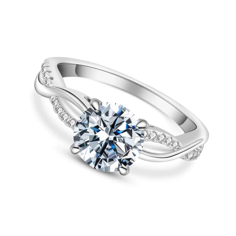 5A Cubic Zirconia Engagement Ring 1ct/3ct/5ct Women's Round Cut Twisted Vine Wedding Bands Sterling Silver Promise Rings with 18K White Gold Plated Fine Jewelry