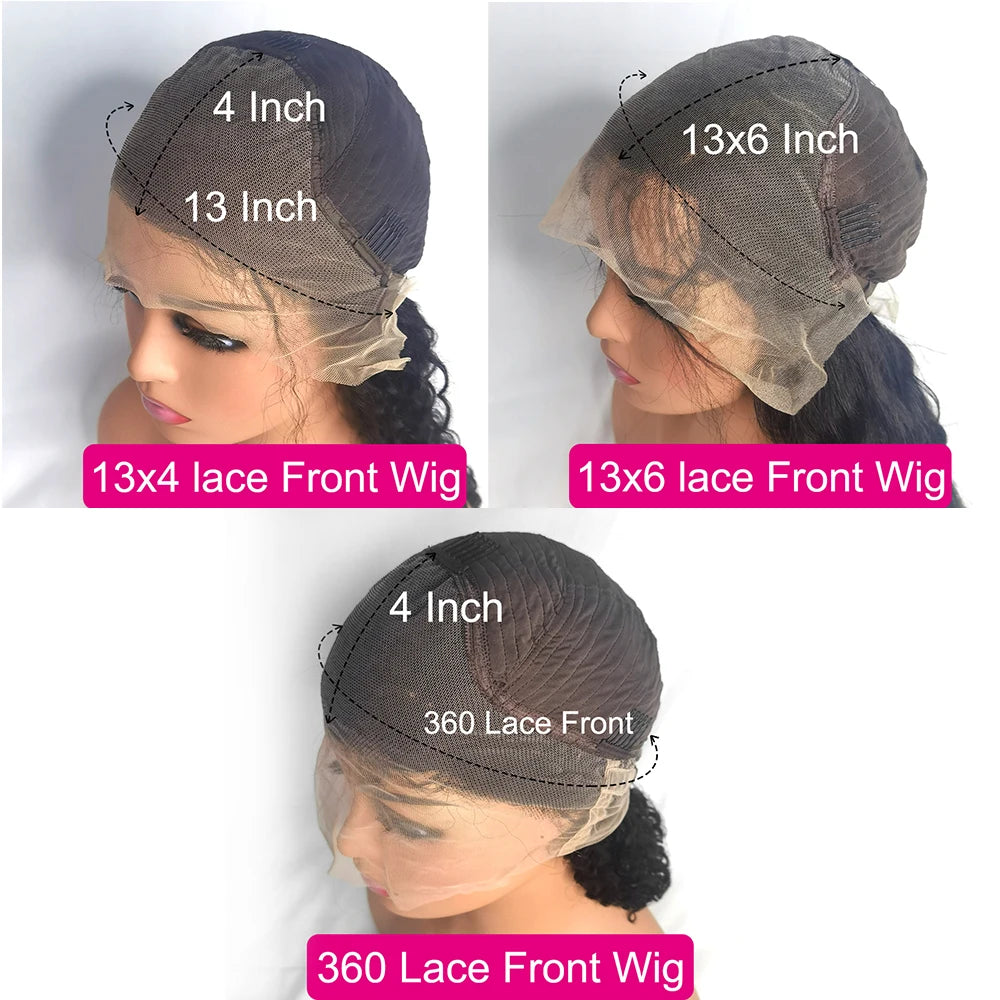 Deep Wave Curly 13x4 & 13x6 HD Lace Frontal Wig – 360 Water Wave Remy, 40–42 Inch