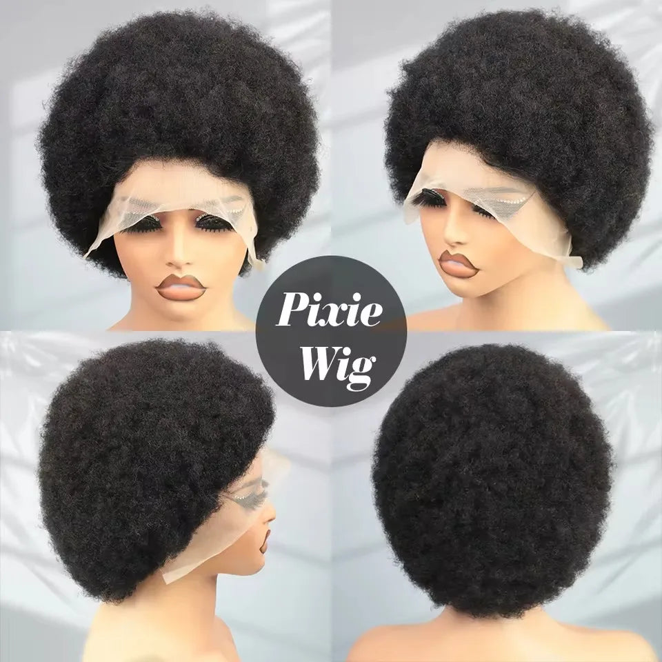 13x4 Afro Kinky Curly Wave Bob Lace Front Wig – Natural Hairline Remy Human Hair