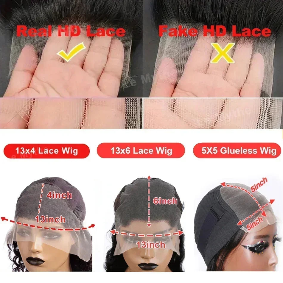 Body Wave 13x6 HD Lace Frontal Wig – 250% Density 13x4 & 5x5 Glueless Closure, 30–40 Inch