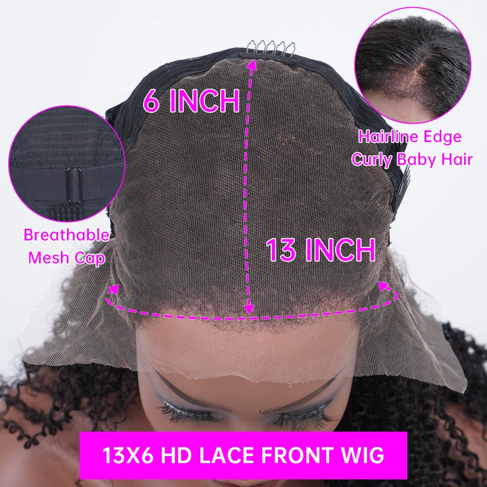 Chocolate Brown Water Wave Curly 13x4 & 13x6 HD Lace Front Wig – 5x5 Deep Wave, 40 Inch