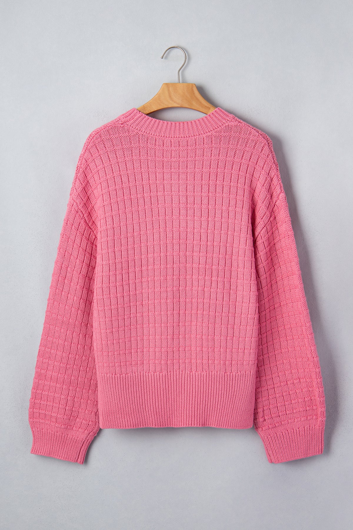 Peach Blossom Drop Shoulder Long Sleeve Knit Regular Fit Sweater