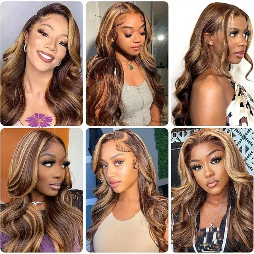 Honey Blonde Ombre 4/27 Highlight 13x4 HD Lace Front Wig – Glueless Body Wave, 30 Inch