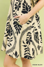 YSONA Umgee Leafy Ogee Print Mini Dress — detail view | Women's Dress | Shop YSONA