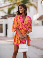 YSONA Layered Printed Surplice Mini Dress — front view | Women's Dress | Shop YSONA