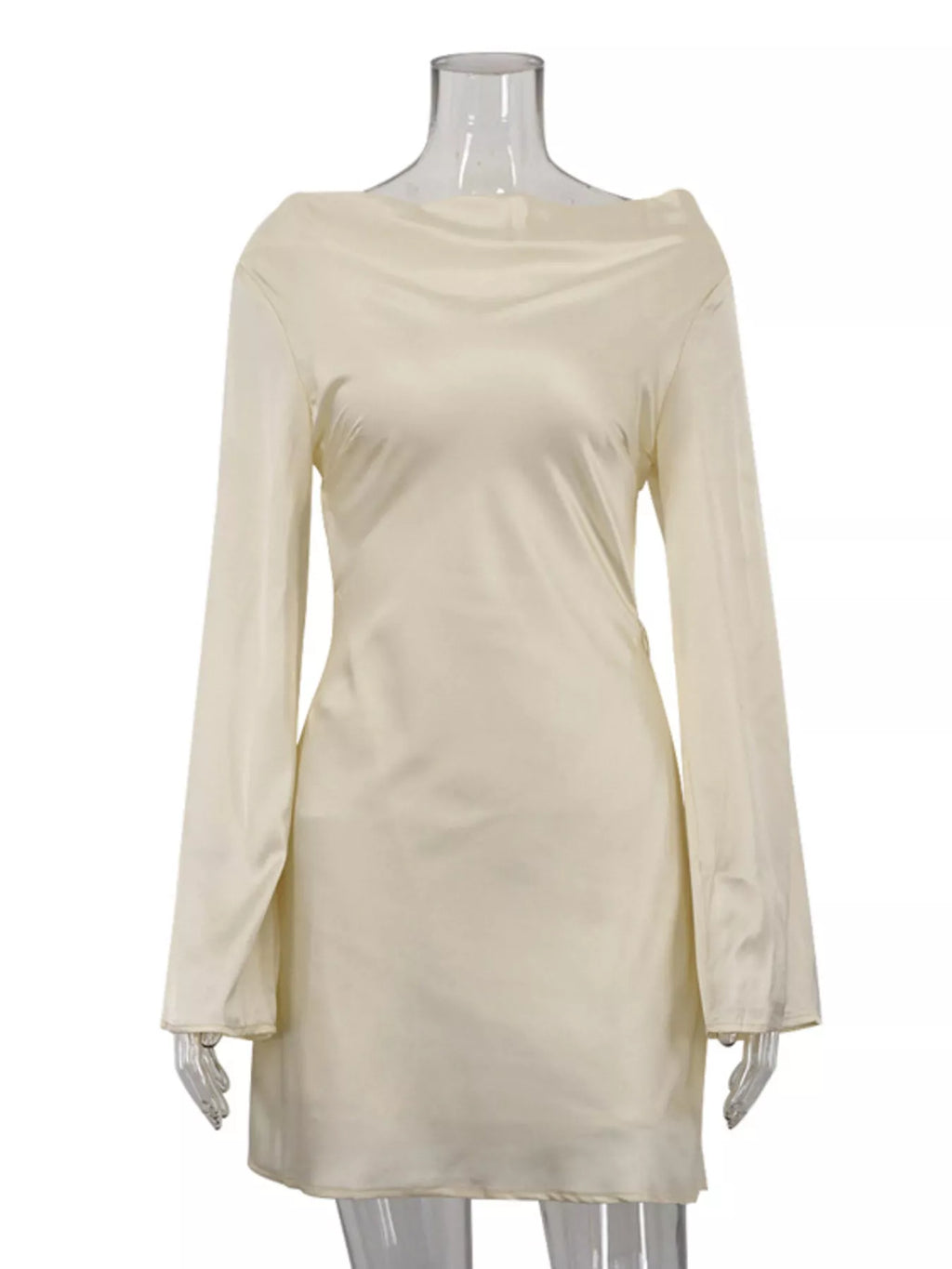 YSONA Backless Long Sleeve Mini Dress — full length view | Women's Dress | Shop YSONA