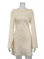 YSONA Backless Long Sleeve Mini Dress — full length view | Women's Dress | Shop YSONA
