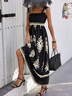 YSONA Smocked Printed Wide Strap Maxi Dress — side view | Women's Dress | Shop YSONA