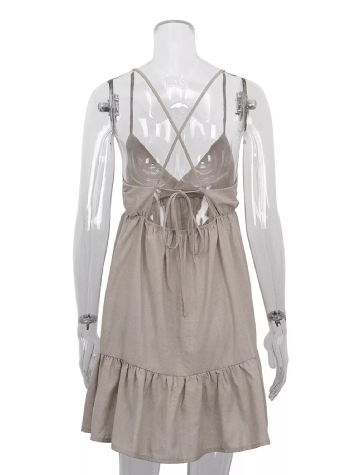 YSONA Backless Spaghetti Strap Mini Dress — full length view | Women's Dress | Shop YSONA