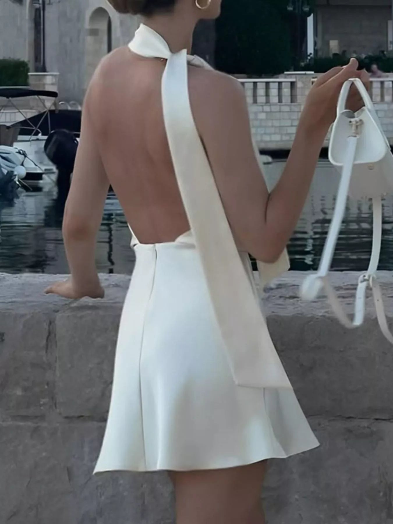 YSONA Halter Neck Mini Dress — back view | Women's Dress | Shop YSONA