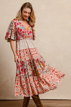 YSONA BiBi Floral Print Mix and Match Midi Dress — close-up view | Women's Dress | Shop YSONA