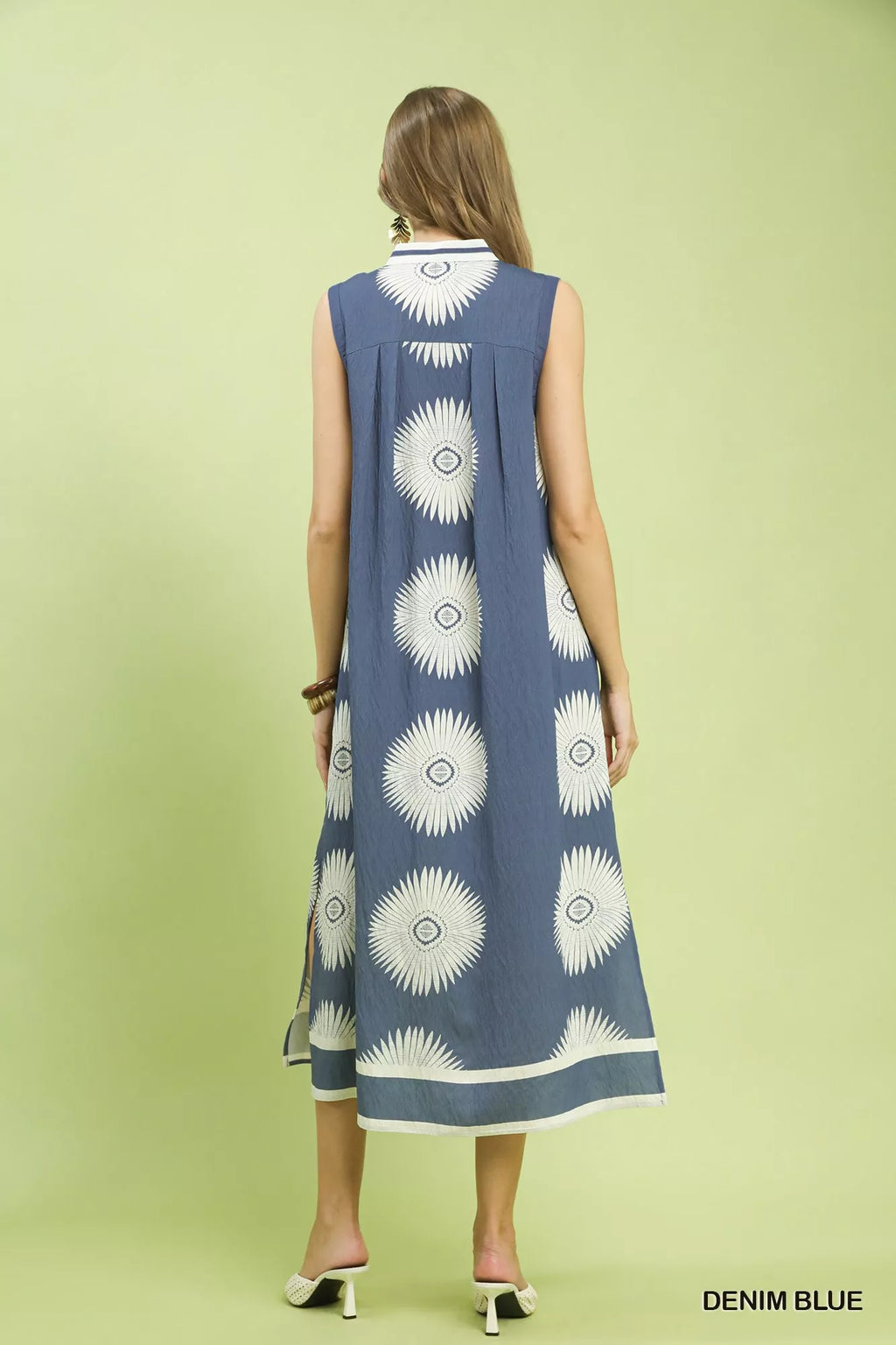 YSONA Umgee Sleeveless Geometric Midi Dress — side view | Women's Dress | Shop YSONA