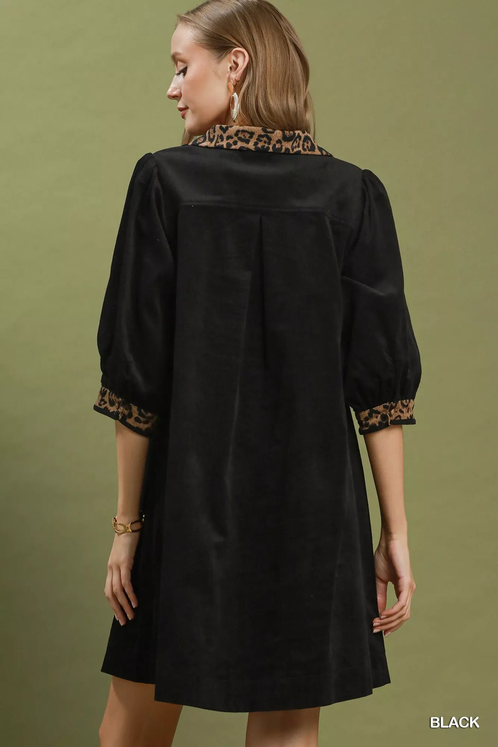 YSONA Umgee V-Neck Shift Dress with Contrast Trim — side view | Women's Dress | Shop YSONA