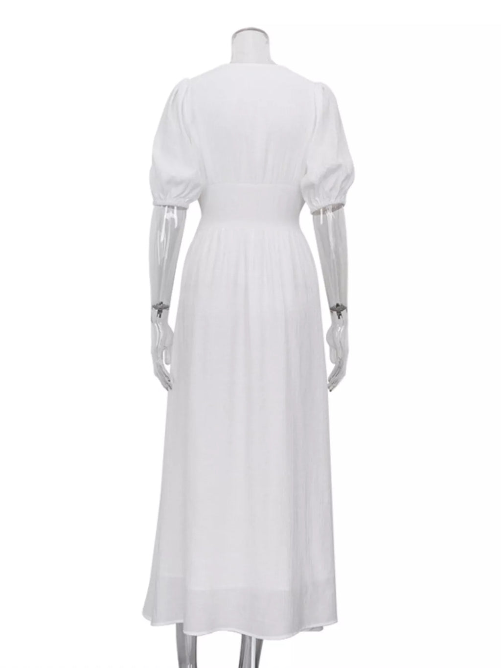 YSONA Slit Puff Sleeve Maxi Dress — close-up view | Women's Dress | Shop YSONA