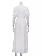 YSONA Slit Puff Sleeve Maxi Dress — close-up view | Women's Dress | Shop YSONA