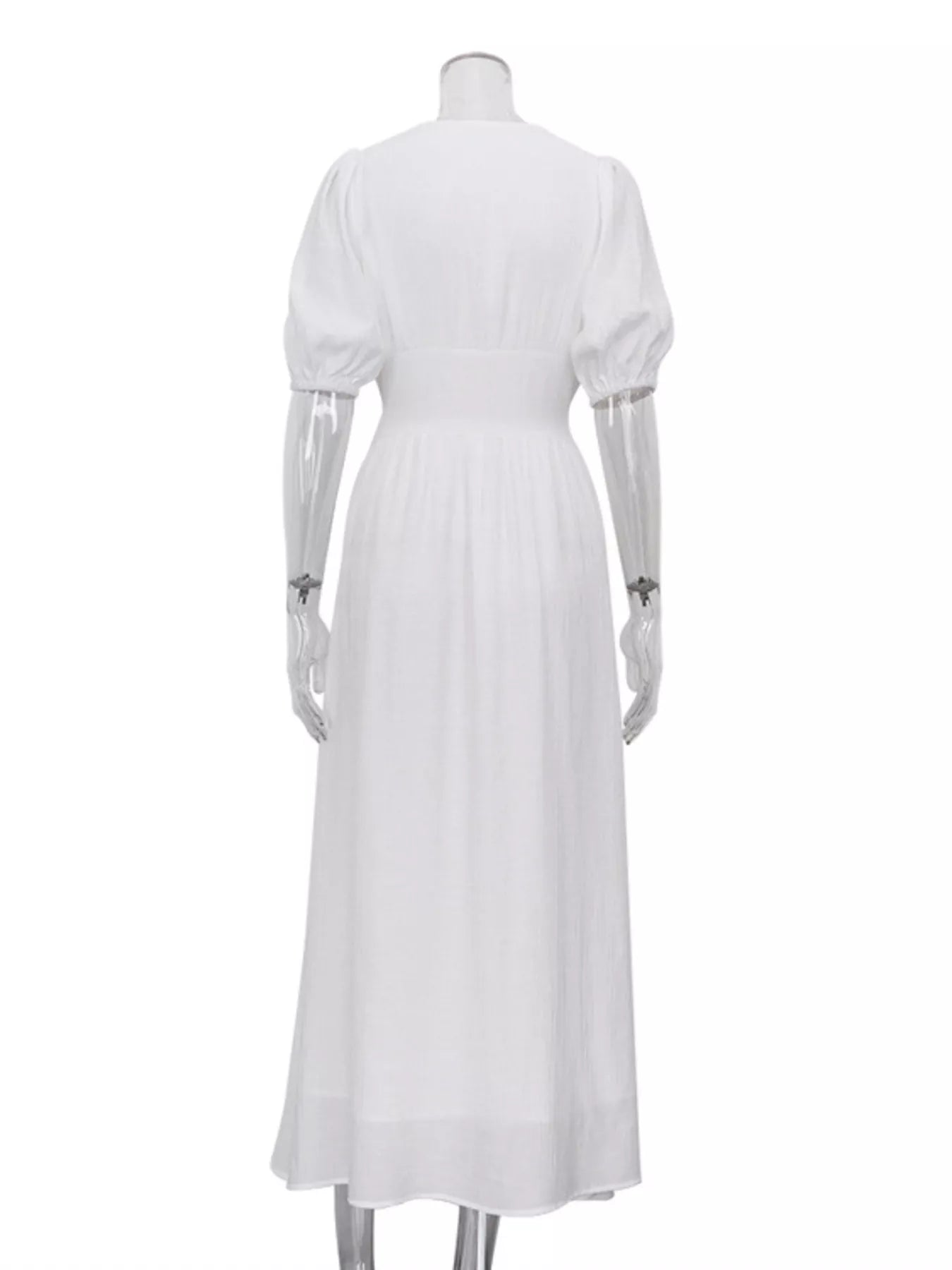 YSONA Slit Puff Sleeve Maxi Dress — close-up view | Women's Dress | Shop YSONA