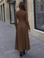 YSONA Mock Neck Long Sleeve Midi Dress — model wearing | Women's Dress | Shop YSONA