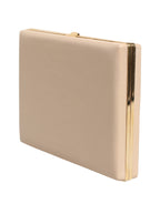 Dolce & Gabbana Beige Lambskin Leather Clutch Evening Women Purse Bag